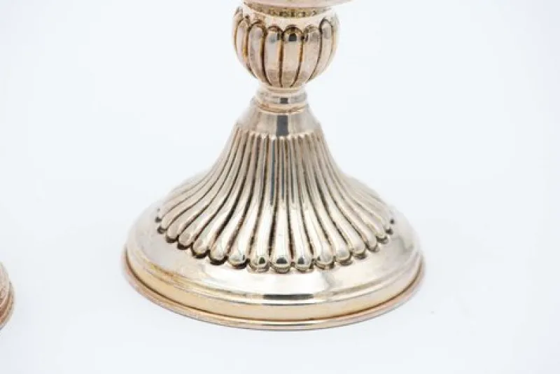 Pamono Low Fluted Silver Candlesticks, Set of 2> Candleholders