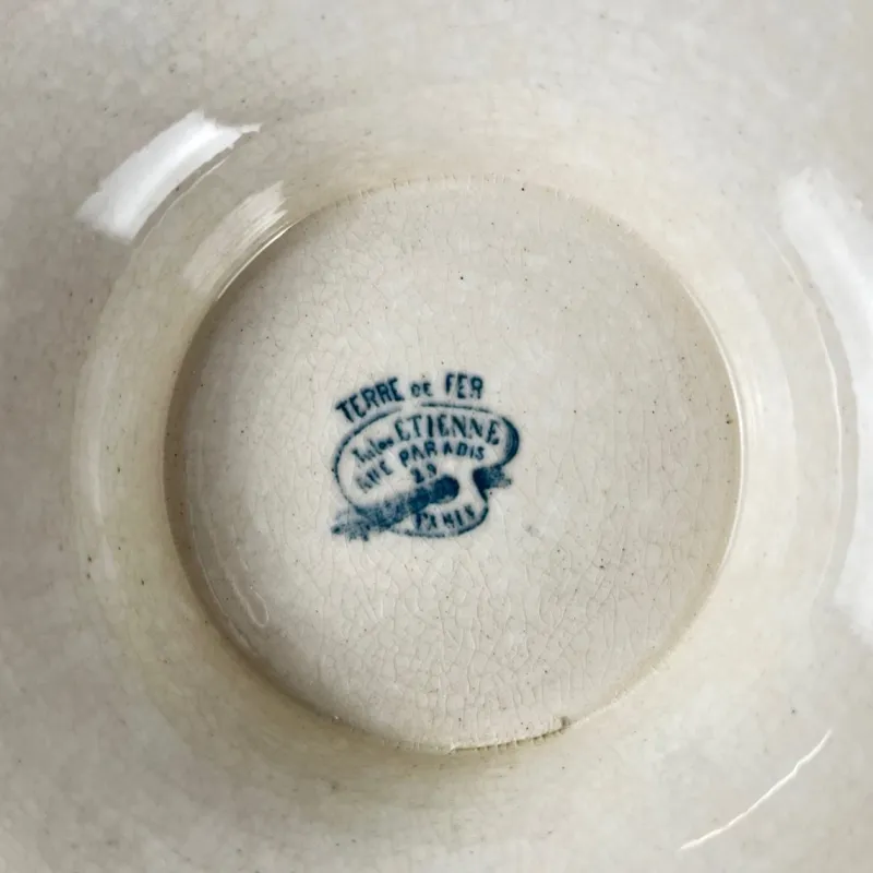 Pamono Low Fruit Bowl in Blue Iron Earth, 1800s> Bowls