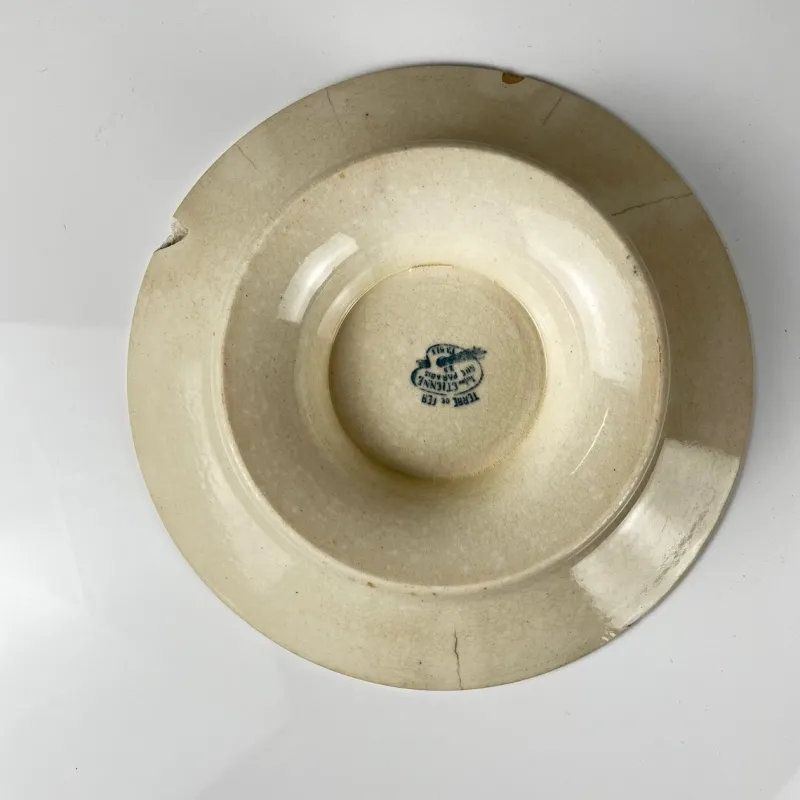 Pamono Low Fruit Bowl in Blue Iron Earth, 1800s> Bowls