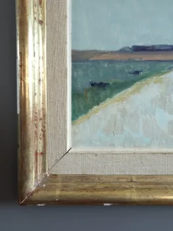 Pamono Low Horizon Street Scenes, 1950s, Paint & Lacquer & Linen, Framed><noscript><img width=