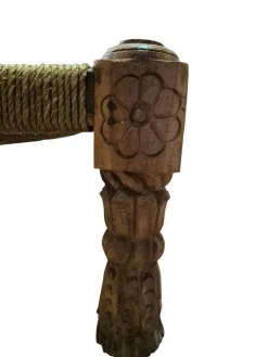 Outlet Pamono Low Indian Hand-Carved Chairs with Elephant Backrests, 1950s, Set of 2