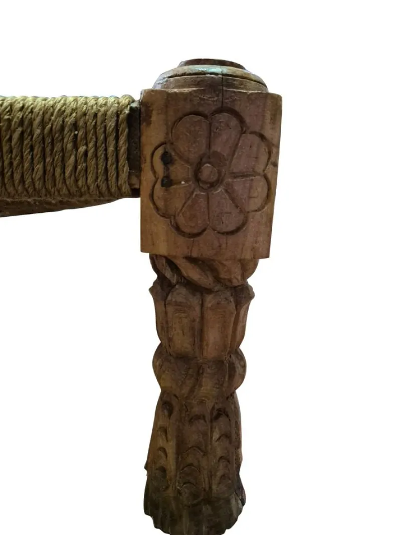 Outlet Pamono Low Indian Hand-Carved Chairs with Elephant Backrests, 1950s, Set of 2