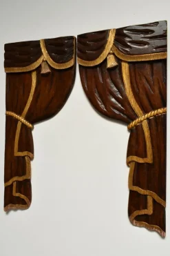 Best Pamono Low Relief Wooden Sculptered and Gilded Curtains, 1920s, Set of 2