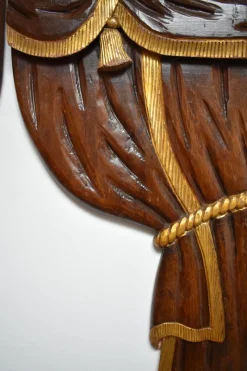 Best Pamono Low Relief Wooden Sculptered and Gilded Curtains, 1920s, Set of 2