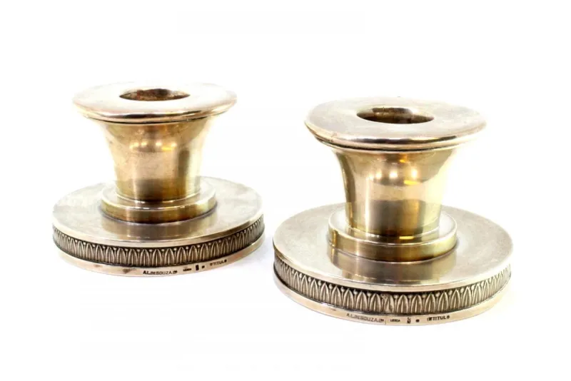 Discount Pamono Low Silver Candlesticks with Relief Friezes, Set of 2