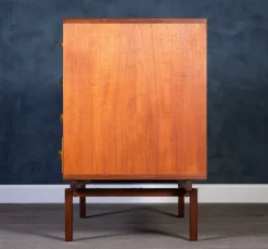 Pamono Low Teak Sideboard with Brass Handles by Peter Løvig Nielsen, 1960s><noscript><img width=