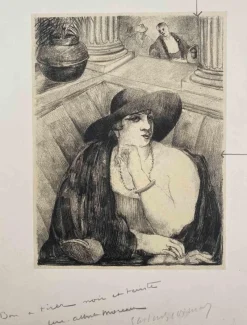 Pamono Luc-Albert Moreau, Lady in Saloon, Original Lithograph, Early 20th Century> Old Masters