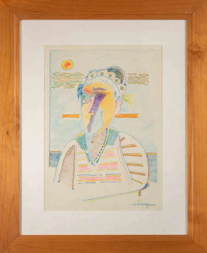 Clearance Pamono Luciano Schifano, Old Woman, Mixed Media, 1980s