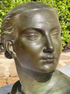 Sale Pamono Lucien Charles Edouard Alliot, Bust of Art Deco Woman, Bronze
