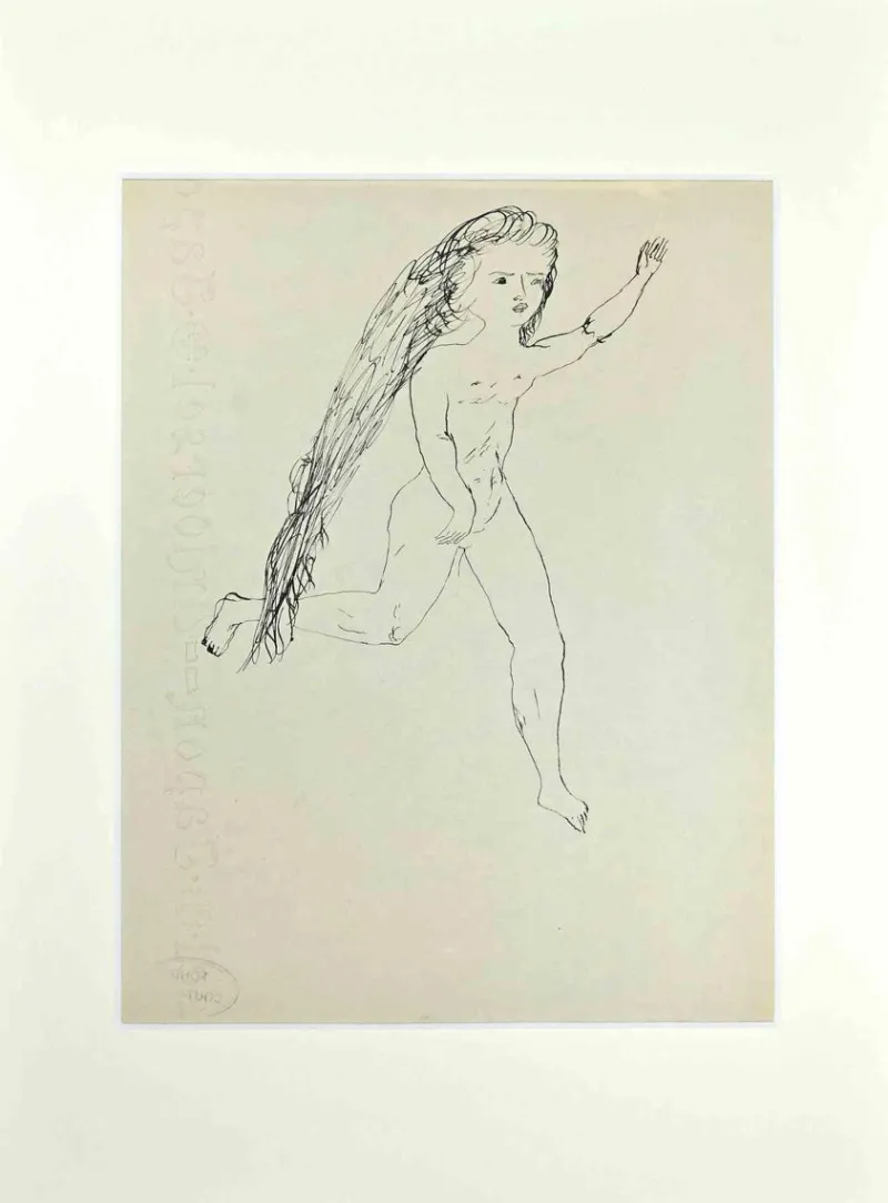 New Pamono Lucien Coutaud, Nude Girl, Original Drawing, 1930s