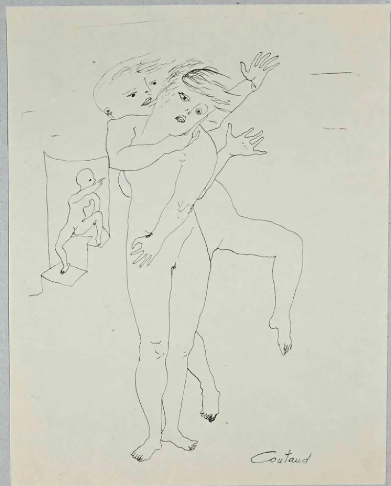 Pamono Lucien Coutaud, Nudes, Original Drawing, 1950s> Mid-Century