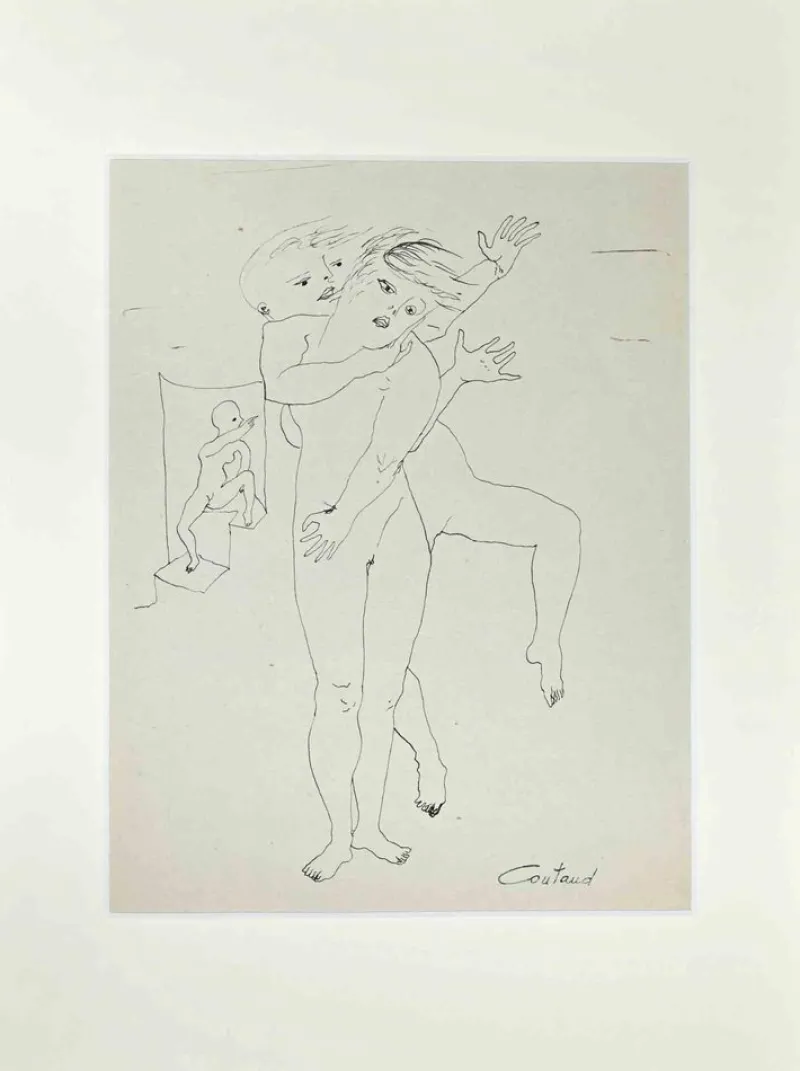 Pamono Lucien Coutaud, Nudes, Original Drawing, 1950s> Mid-Century