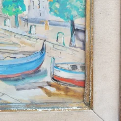 Clearance Pamono Lucien Genin, Port of Villefranche Sur Mer, Watercolor, Mid-20th Century, Framed