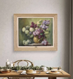 Best Pamono Lucien Gilbert Darpy, Lilac Flowers, Oil on Canvas, 20th Century, Framed