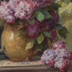 Best Pamono Lucien Gilbert Darpy, Lilac Flowers, Oil on Canvas, 20th Century, Framed