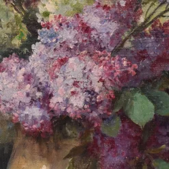Best Pamono Lucien Gilbert Darpy, Lilac Flowers, Oil on Canvas, 20th Century, Framed