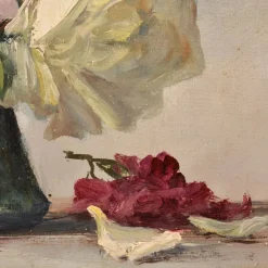 Pamono Lucien Gilbert Darpy, Small Rose Flowers, Oil on Canvas, 20th Century, Framed><noscript><img width=