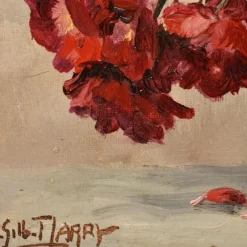 Pamono Lucien Gilbert Darpy, Small Rose Flowers, Oil on Canvas, 20th Century, Framed><noscript><img width=