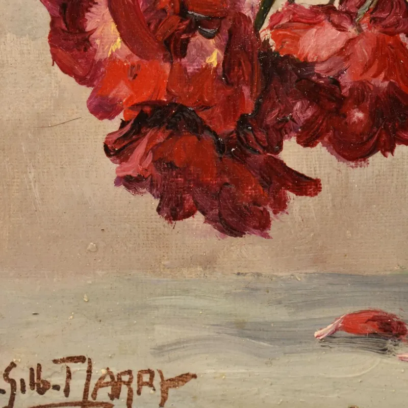 Pamono Lucien Gilbert Darpy, Small Rose Flowers, Oil on Canvas, 20th Century, Framed> Art Deco