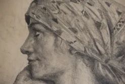 Pamono Lucien Jonas, Coal Miner's Wife, Charcoal Drawing, 1934, Framed><noscript><img width=