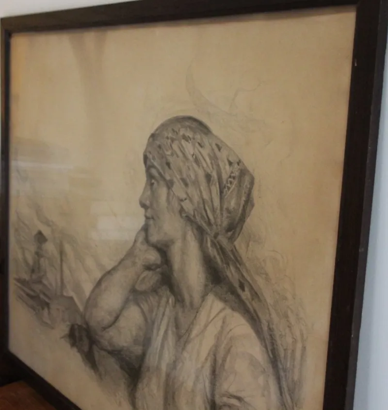 Pamono Lucien Jonas, Coal Miner's Wife, Charcoal Drawing, 1934, Framed> Old Masters|Classical