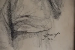Pamono Lucien Jonas, Coal Miner's Wife, Charcoal Drawing, 1934, Framed><noscript><img width=