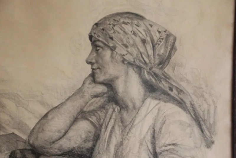 Pamono Lucien Jonas, Coal Miner's Wife, Charcoal Drawing, 1934, Framed> Old Masters|Classical