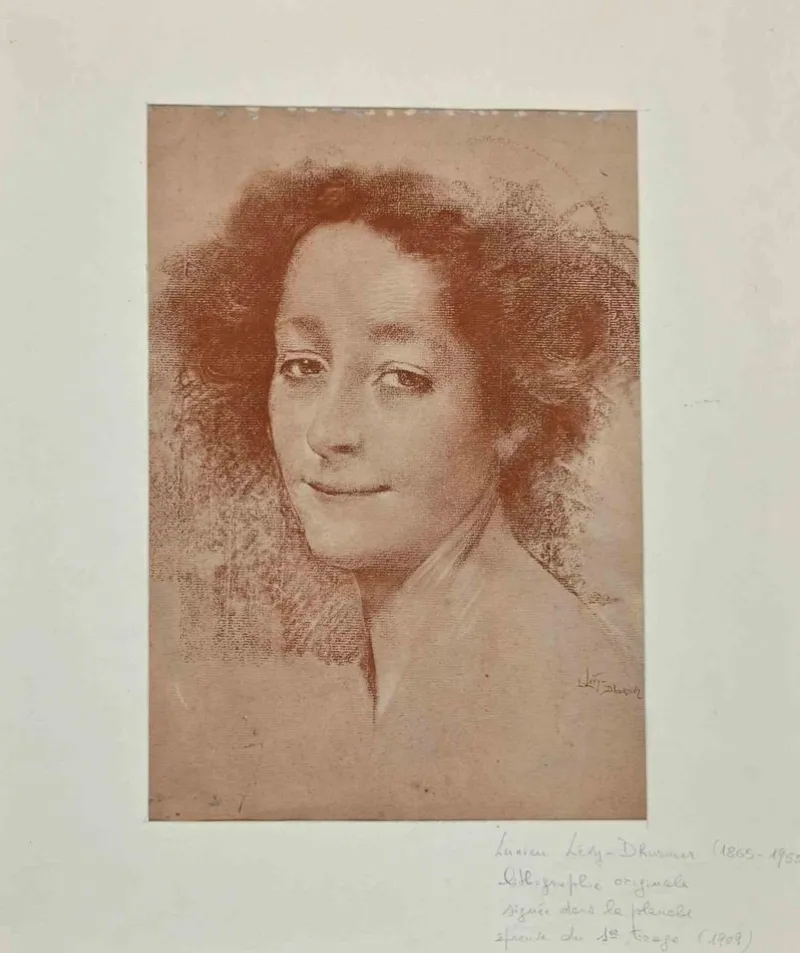 Pamono Lucien Levy-Dhurmer, The Portrait, Original Lithograph, 1909> Impressionist