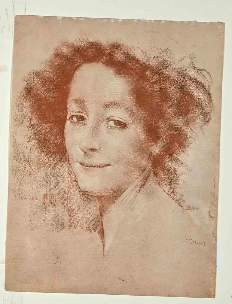 Pamono Lucien Levy-Dhurmer, The Portrait, Original Lithograph, 1909> Impressionist