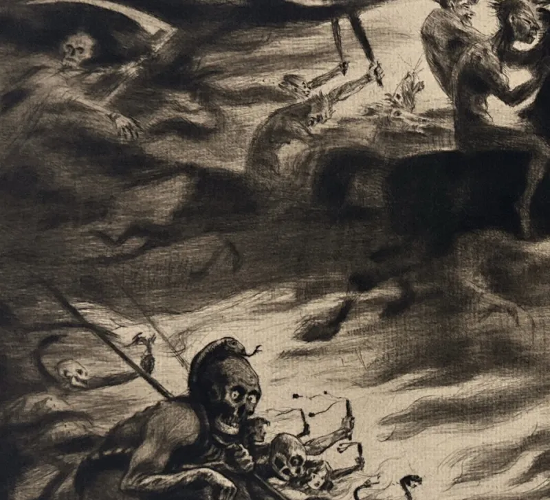 Pamono Ludwig Hesshaimer, Der Weltkrieg - Ein Totentanz, Etching, Hand-Signed> Prints & Multiples