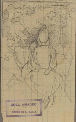 Pamono Luigi Galli, Female Figure, Pencil Drawing, Late 19th Century> Work On Paper