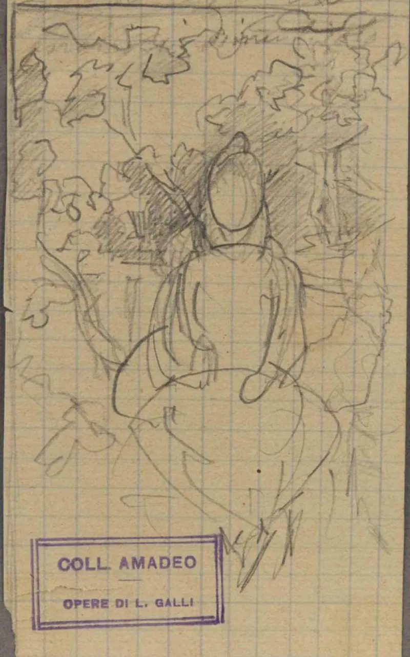 Pamono Luigi Galli, Female Figure, Pencil Drawing, Late 19th Century> Work On Paper