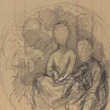 Pamono Luigi Galli, Figures, Pencil Drawing, Late 19th Century> Work On Paper