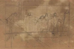 Pamono Luigi Galli, Figures, Pencil Drawing, Late 19th Century> Work On Paper