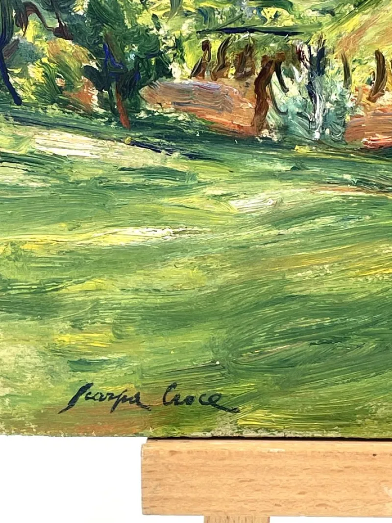 Pamono Luigi Scarpa Croce, Landscapes, Late 1950s, Oil on Board Paintings, Set of 2> Impressionist