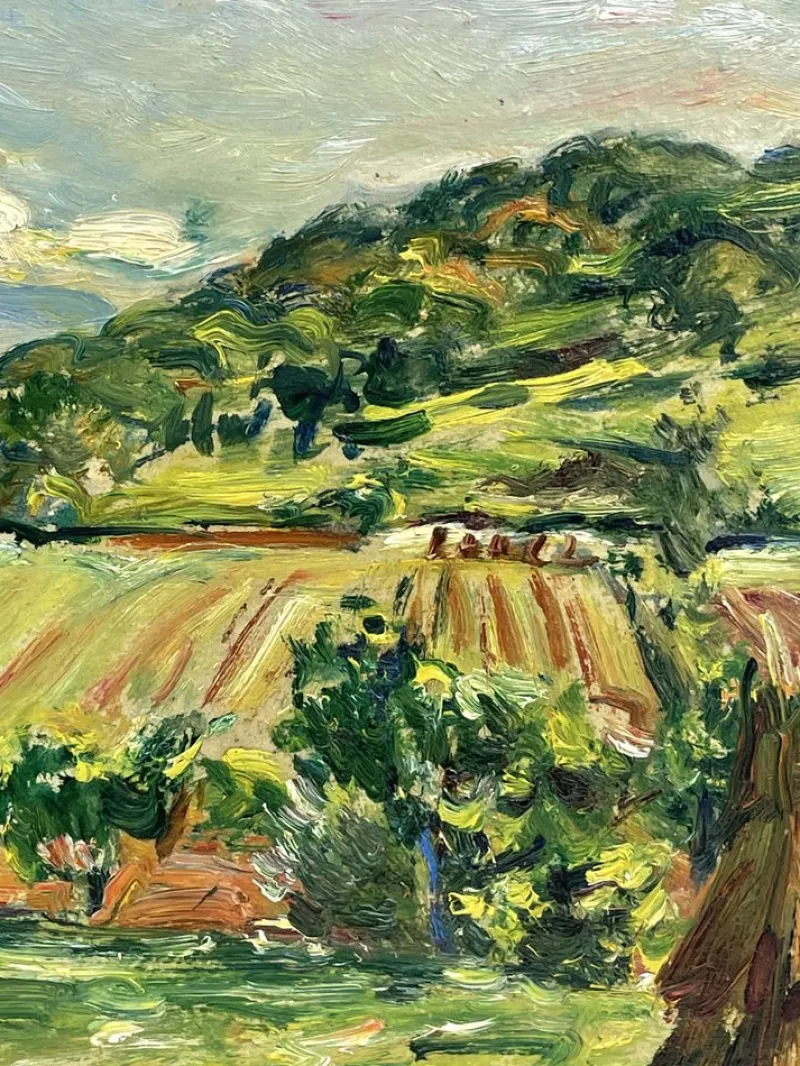 Pamono Luigi Scarpa Croce, Landscapes, Late 1950s, Oil on Board Paintings, Set of 2> Impressionist