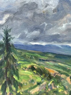 Pamono Luigi Scarpa Croce, Landscapes, Late 1950s, Oil on Board Paintings, Set of 2><noscript><img width=