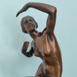 Pamono Lux Elek, Dancer Sculpture, 1920s-1940s, Bronze with Marble Base