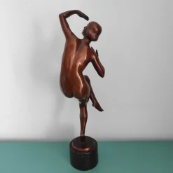 Pamono Lux Elek, Dancer Sculpture, 1920s-1940s, Bronze with Marble Base