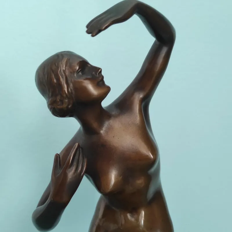 Pamono Lux Elek, Dancer Sculpture, 1920s-1940s, Bronze with Marble Base
