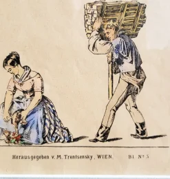 Pamono M. Tretsensky, Kitchen Scenes, Vienna, Colored Engravings, Set of 2><noscript><img width=