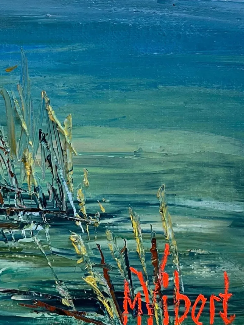 Pamono M. Vibert, By the Lake, Oil on Canvas, 1959> Painting