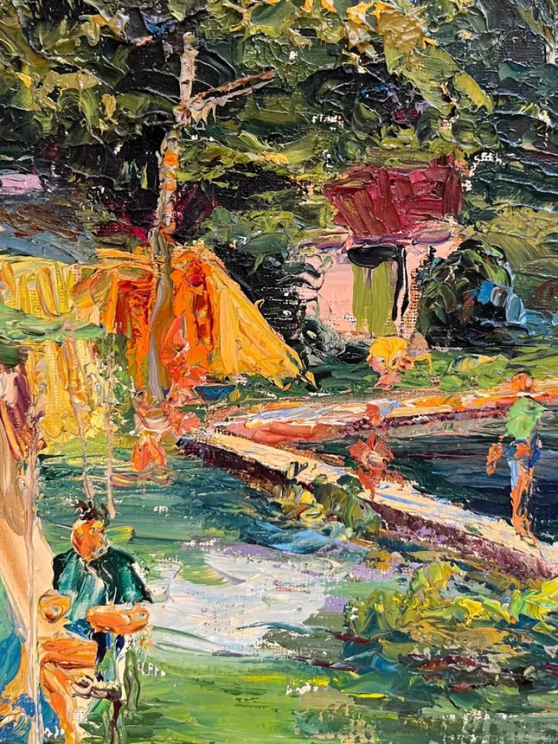 Pamono M. Vibert, By the Lake, Oil on Canvas, 1959> Painting
