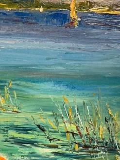 Pamono M. Vibert, By the Lake, Oil on Canvas, 1959><noscript><img width=