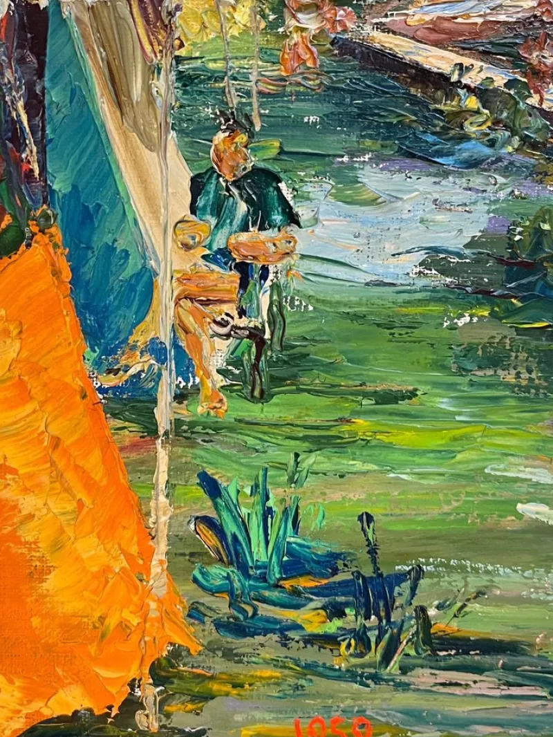 Pamono M. Vibert, By the Lake, Oil on Canvas, 1959> Painting