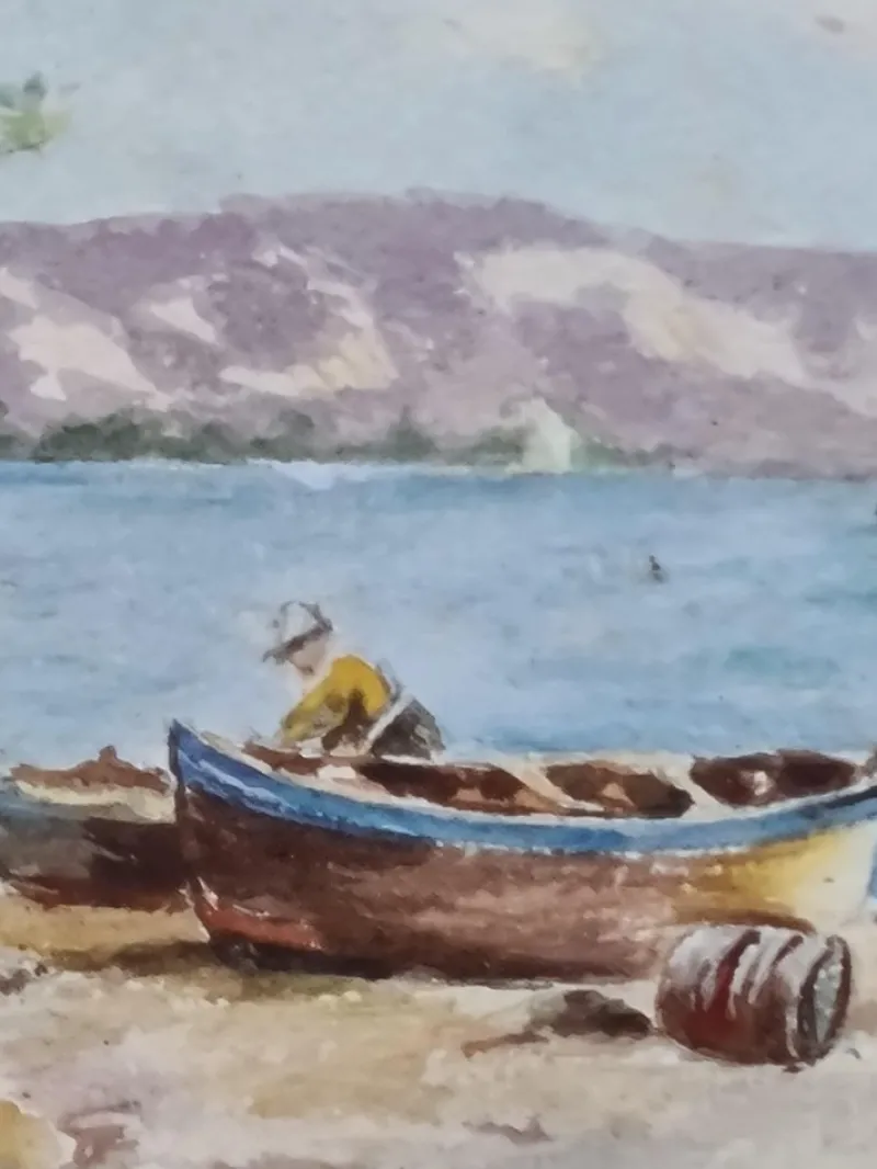 Online Pamono Madelaine Geoffroy, Day at the Beach, Gouache & Watercolour, 1950s