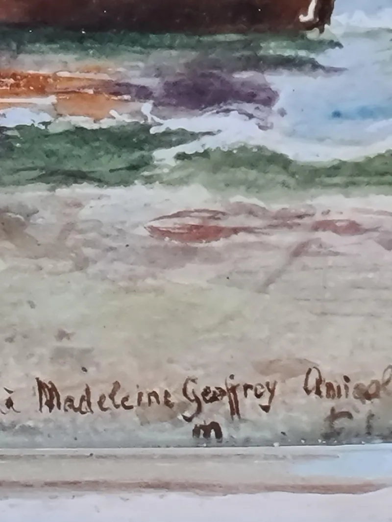 Online Pamono Madelaine Geoffroy, Day at the Beach, Gouache & Watercolour, 1950s