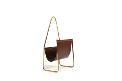 Pamono Magazin Holder in Brass and Leather by Carl Auböck for Werkstätte, Denmark, 1950s