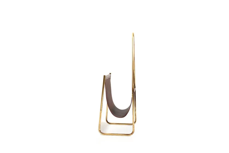 Pamono Magazin Holder in Brass and Leather by Carl Auböck for Werkstätte, Denmark, 1950s