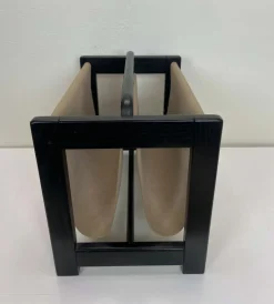Pamono Magazine Rack in Wood and Suede Leather in the style of Aksel Kjersgaard, 1960s> Magazine Racks